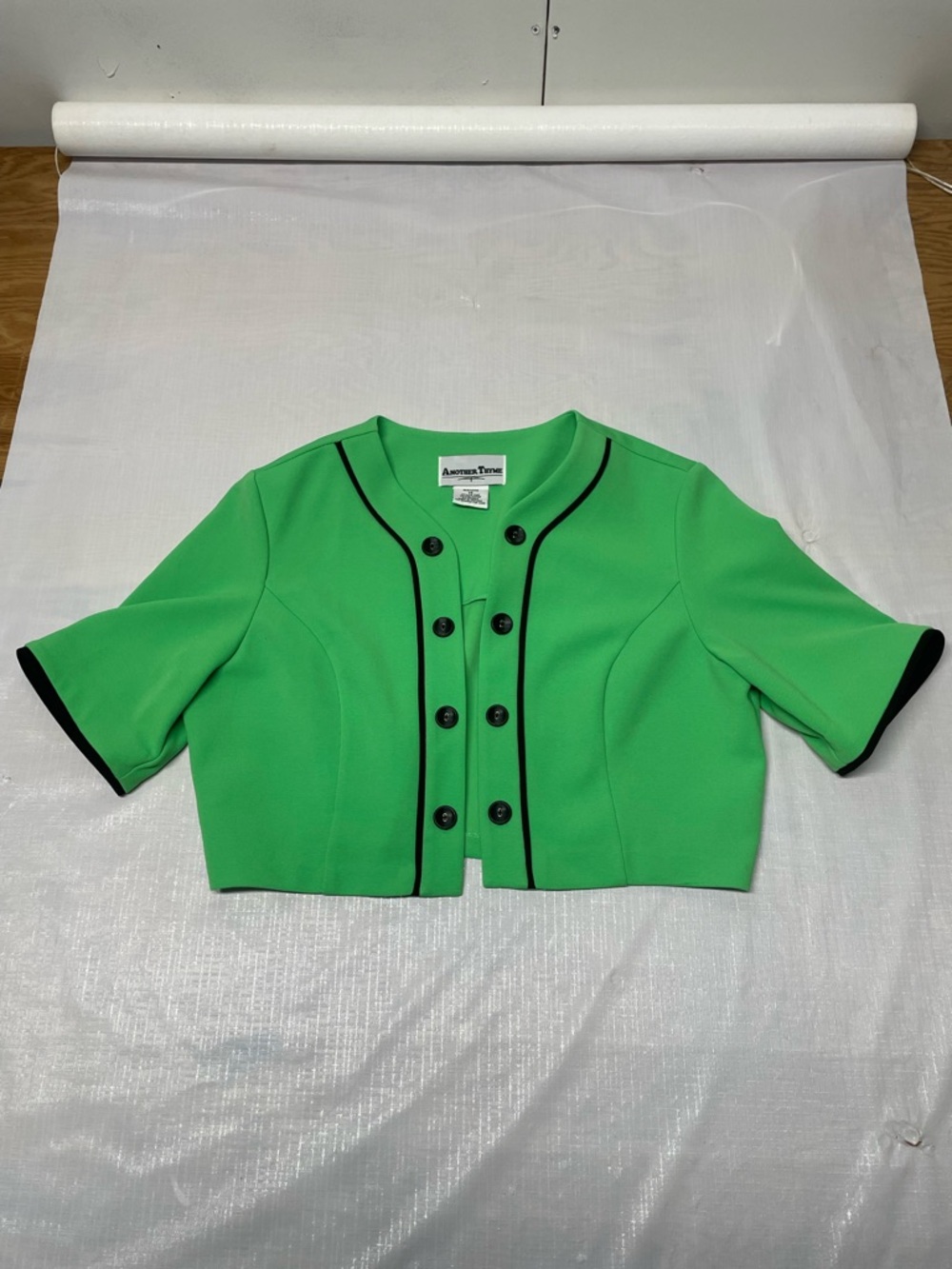 Amanda Tyrrell Green and Black Midi Dress with Jacket-Style Top - Picture 8 of 11